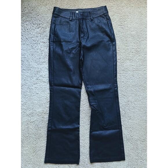 Violet Louise Faux Black Leather Flare Pants Medium Goth Punk Edgy Classic Fall - Picture 2 of 5